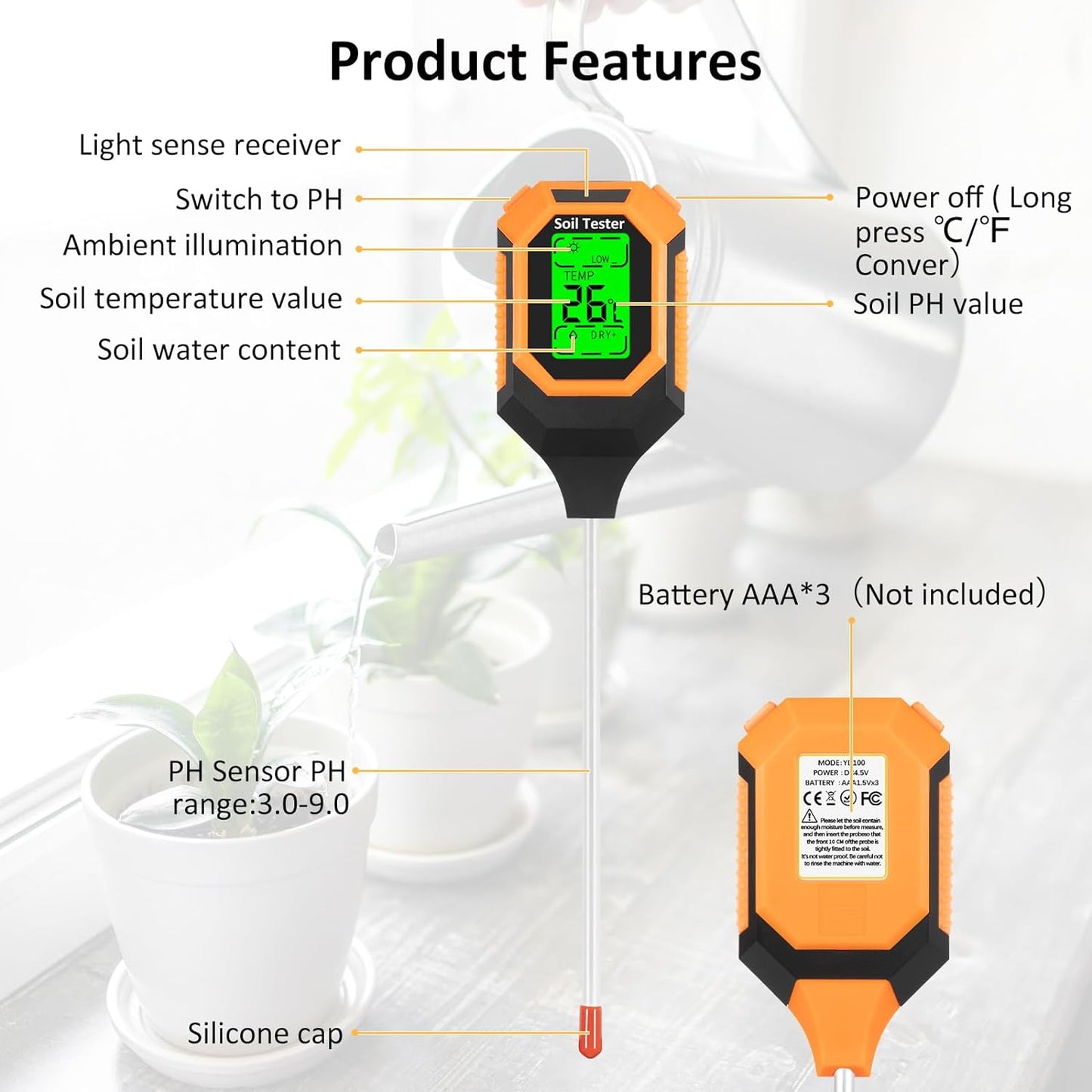 GardenSense™ 4-in-1 Moisture Meter