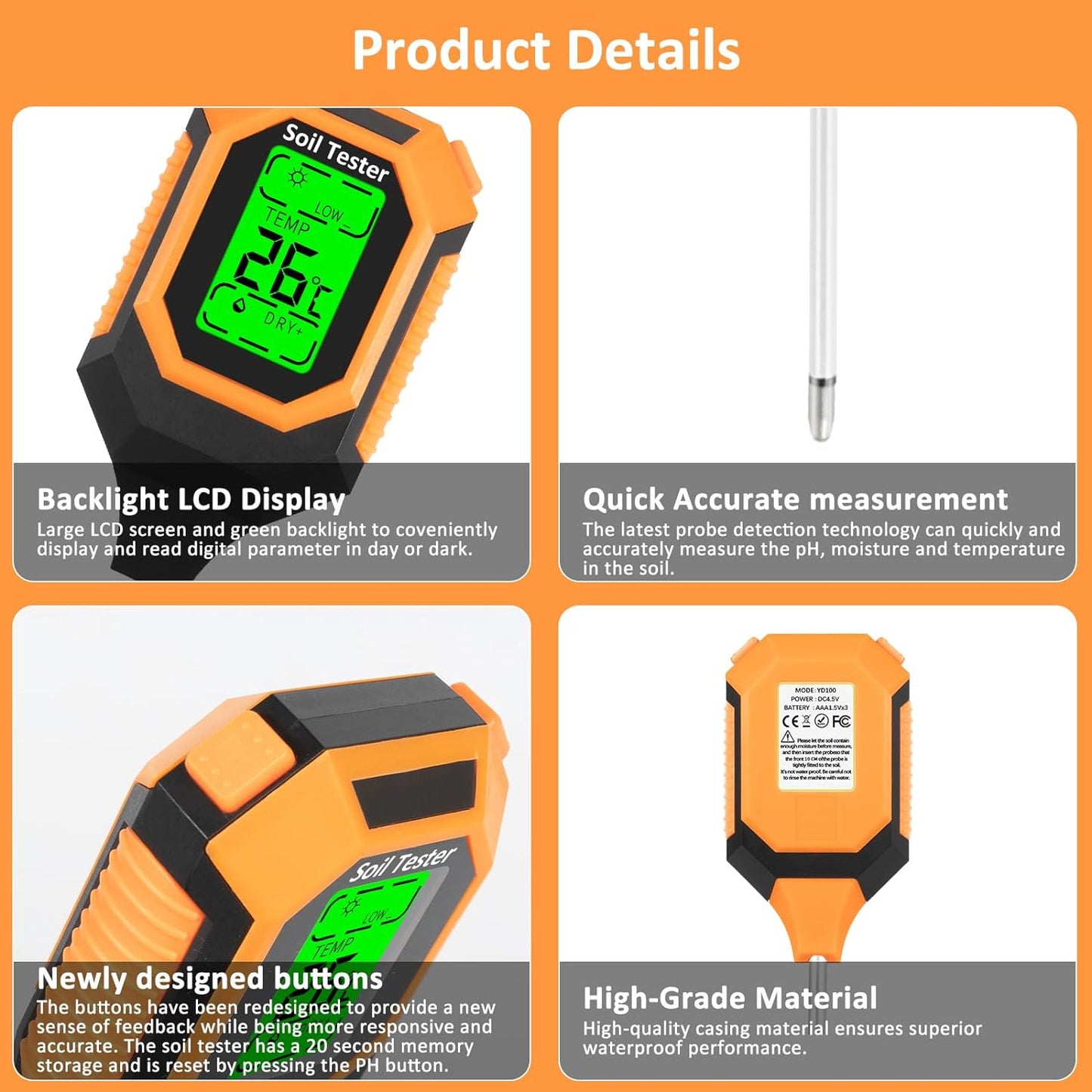 GardenSense™ 4-in-1 Moisture Meter