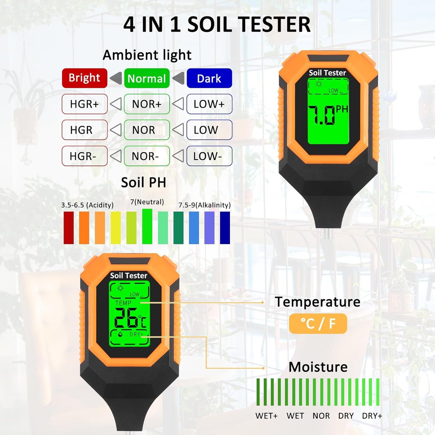 GardenSense™ 4-in-1 Moisture Meter